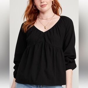 NWOT Old Navy Black Long Sleeve Relaxed Blouse